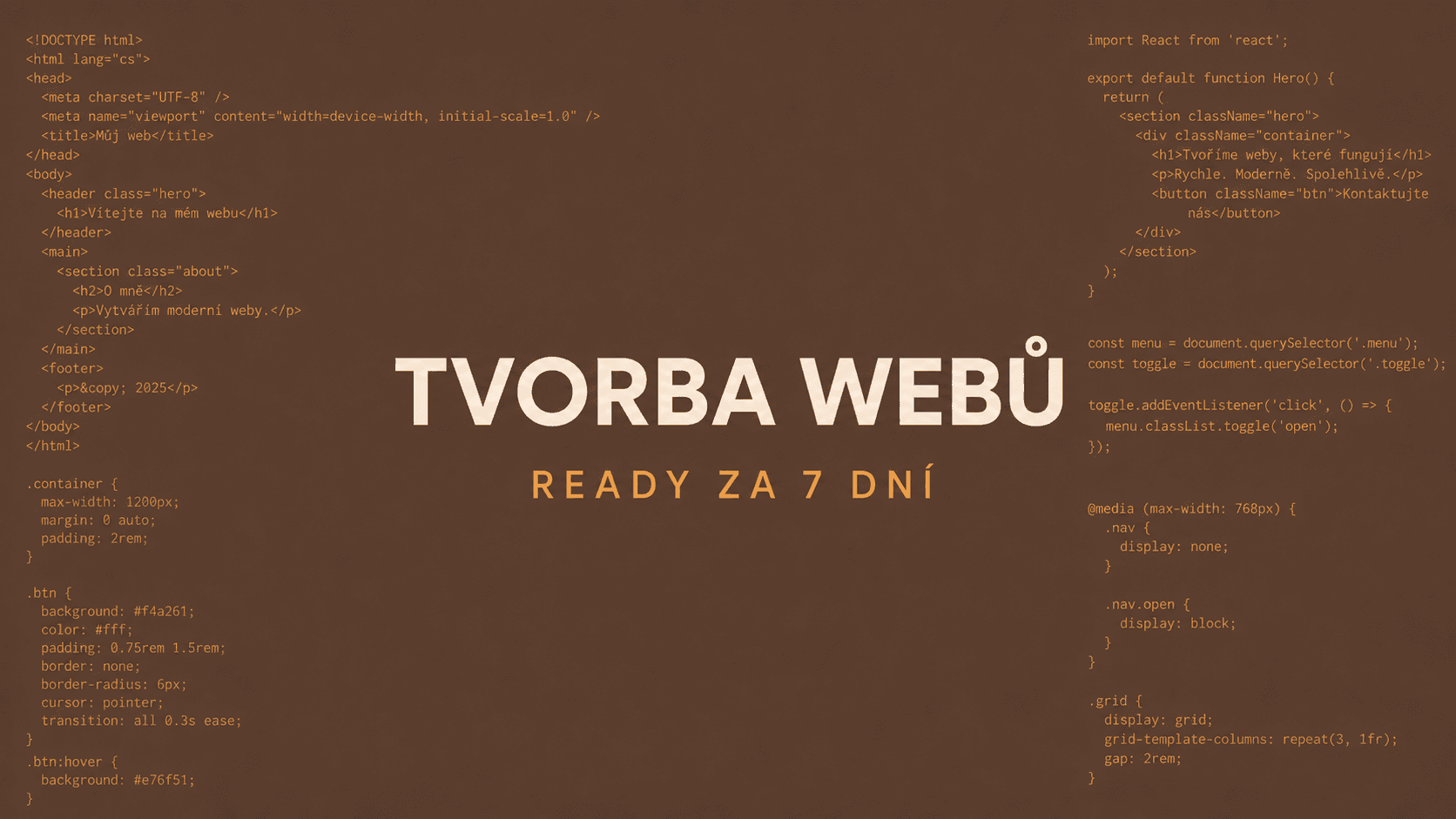 Tvorba webových stránek do 7 dnů✅