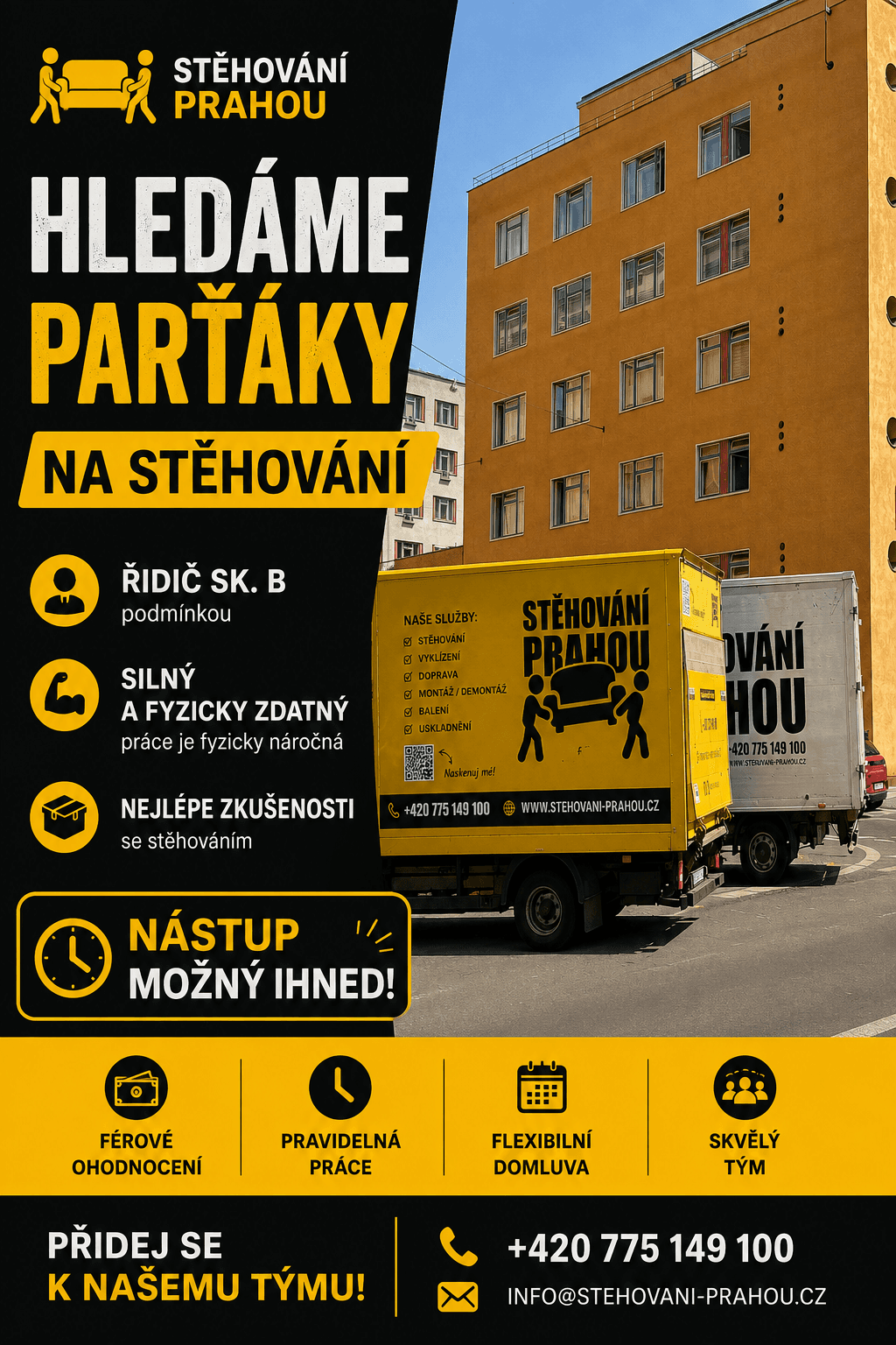 HLEDÁME STĚHOVÁKA DO TÝMU